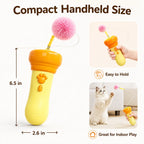 Electric Cat Teaser Toy with Fluffy Pom Balls, Interactive Handheld Cat Wand Toy for Indoor Cats and Kittens