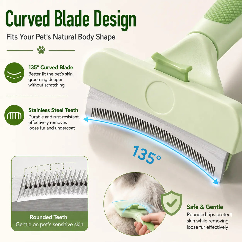 Professional Pet Deshedding Tool for Dogs & Cats, Gentle Undercoat Rake, Fast Shedding Reduction, Dematting Comb for Long Hair Pets, Cat & Dog Grooming Fur Removal Brush，Sleek, Ez, Brush