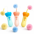 Electric Cat Teaser Toy with Fluffy Pom Balls, Interactive Handheld Cat Wand Toy for Indoor Cats and Kittens