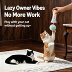 Electric Cat Wand Toy for Indoor Cats - Interactive Automatic Retractable Cat Teaser with Plush Ball, Durable String Launcher for Kittens and Adult Cats, Enrichment Exercise Feline Toys (Pink)，Cat Wand Toy，Interactive Cat Toy，Indoor Cats