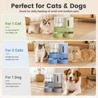Kacoomi 2 Pack Gravity Pet Feeder and Water Dispenser Set for Cats and Small Dogs, Large Capacity with Stainless Steel Bowl