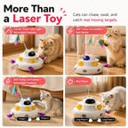 5-In-1 Interactive Cat Toy for Indoor Cats, Indoor Cat Enrichment Toy for Bored Cats, Laser Pointer, Feather Teaser, Pop up Feather, Track Balls, Light up Dome