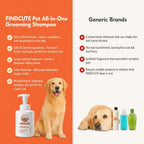 FINDCUTE 10Oz All-In-1 Grooming Pet Shampoo - Pet Grooming Products for Dogs & Cats, Odor Removal, Dirt Cleaning, Itch Relief, Tangled Hair Softening, Moisturizes Coat, Long-Lasting Fresh Scent