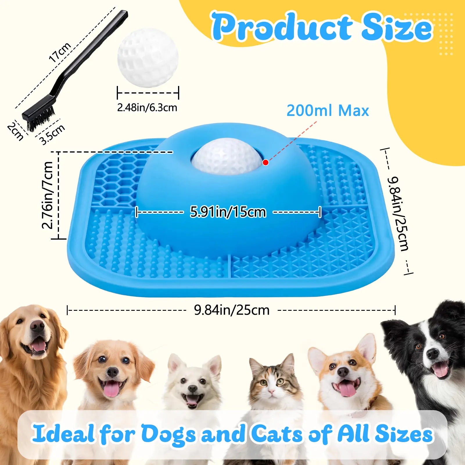 Slow Feeder Dog Bowl & Lick Mat for Liquid and Thick Treats, Anti-Slip Interactive Rolling Ball Lick Bowl, 5/6 Cup Feeder for Bone Broth, Yogurt and Supplements, Post-Op Recovery & Enrichment Toy for Dogs and Cats, Pet Stuff Dog Accessories