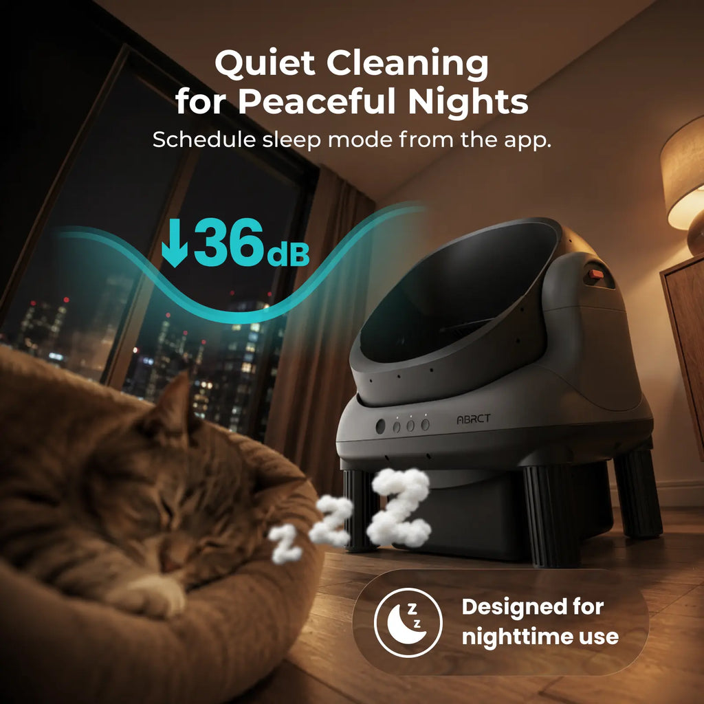 ABRCT L1 Open Top Automatic Self-Cleaning Litter Box, Electronic Hands-Free Smart Robot Litter Box, App Control, Safe Anti-Pinch Sensors, Included Liner, for Medium-Sized Cats, Automatic Litter Box