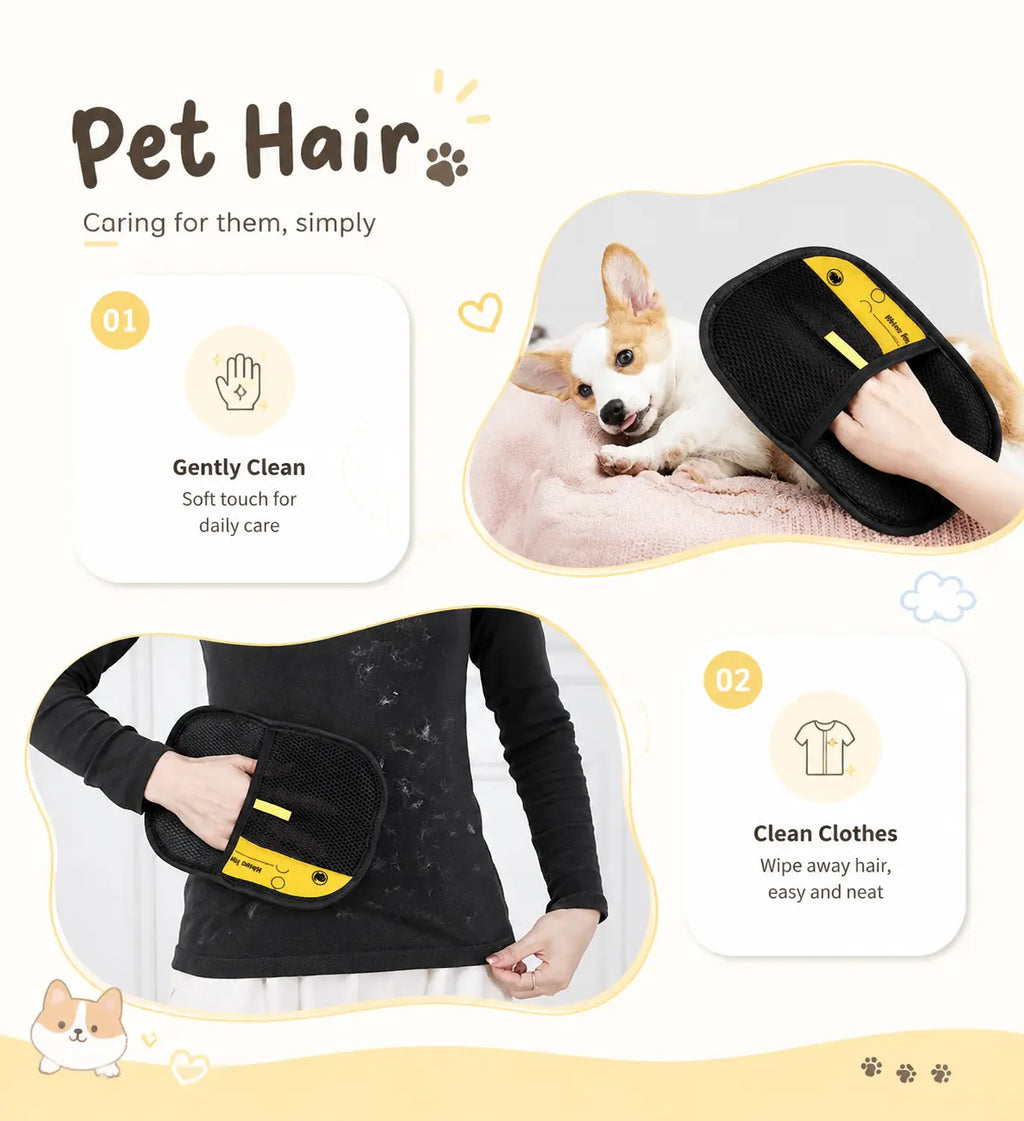 Upgraded Pet Hair Removal Gloves for Home Use, Close Fitting, Quick Hair Sticking, and Cleaning of Floating Hair