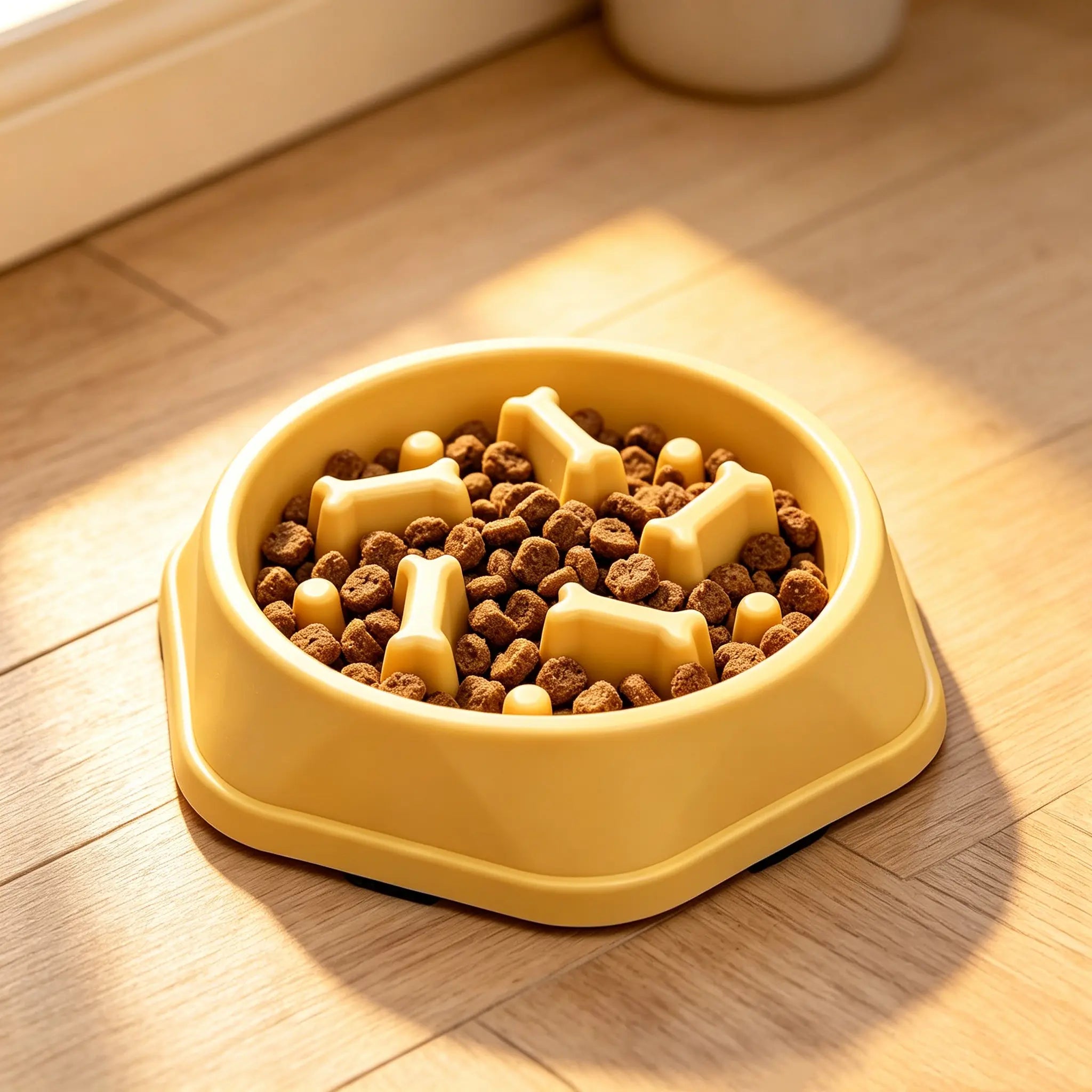 Slow Feed Pet Bowl for Dogs Cats Anti-Choking Slow-Eater Dish with Anti-Skid Base Durable Plastic Food Dish for Puppies Pets Prevent Gagging Messes Slobber Stopper Water Feeding Treat Liquid Calm