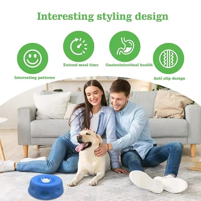 Multifunctional Pet Lick Bowl Slow Feeder with Rolling Ball Anti-Slip Strong Suction Cups Oral Care Tongue Cleaning Mess-Free Liquid Treat Bowl Stress Relief Enrichment Feeding Bowl Universal for Cat Puppy Medium Large Dog Daily Pet Feeding Supplies