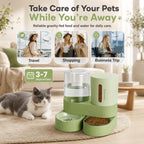 Kacoomi 2 Pack Gravity Pet Feeder and Water Dispenser Set for Cats and Small Dogs, Large Capacity with Stainless Steel Bowl