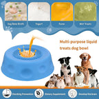 Multifunctional Pet Lick Bowl Slow Feeder with Rolling Ball Anti-Slip Strong Suction Cups Oral Care Tongue Cleaning Mess-Free Liquid Treat Bowl Stress Relief Enrichment Feeding Bowl Universal for Cat Puppy Medium Large Dog Daily Pet Feeding Supplies