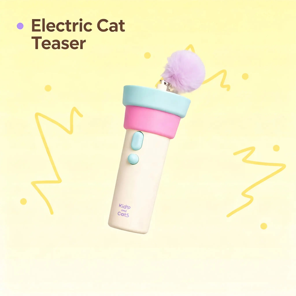 Electric Cat Wand Toy for Indoor Cats - Interactive Automatic Retractable Cat Teaser with Plush Ball, Durable String Launcher for Kittens and Adult Cats, Enrichment Exercise Feline Toys (Pink)，Cat Wand Toy，Interactive Cat Toy，Indoor Cats