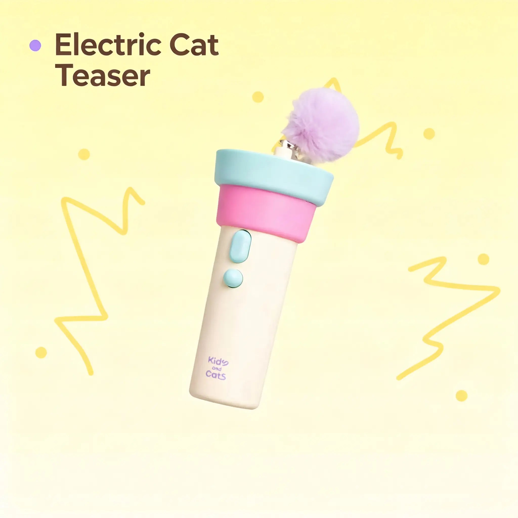 Electric Cat Wand Toy for Indoor Cats - Interactive Automatic Retractable Cat Teaser with Plush Ball, Durable String Launcher for Kittens and Adult Cats, Enrichment Exercise Feline Toys (Pink)，Cat Wand Toy，Interactive Cat Toy，Indoor Cats