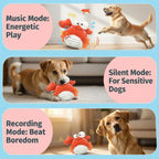 GUKCO Crab Interactive Dog Toy – Rechargeable Self-Play Toy with Motion-Activated Ball, 3 Modes (Music/Silent/Record) for Small Medium Dogs, Reduces Separation Anxiety, Puppy Teething Toy