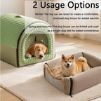 Classic Fabric Dog Bed - Detachable Shelter, Soft Machine Washable Tent Design, Compact & Portable Lightweight Indoor Hideaway for Small Dogs, Bedroom & Living Room Use