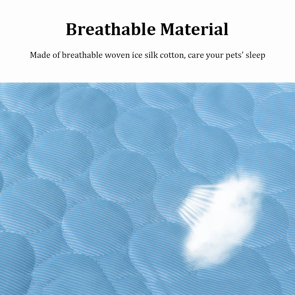 Pet Cooling Mat Dog Cat Sleeping Pad Cool Ice Silk Moisture-Proof Mattress Cushion Summer Small Animal Cold Bed 5 Sizes