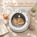 Cat-Ear Cave Bed with Pompom Toy