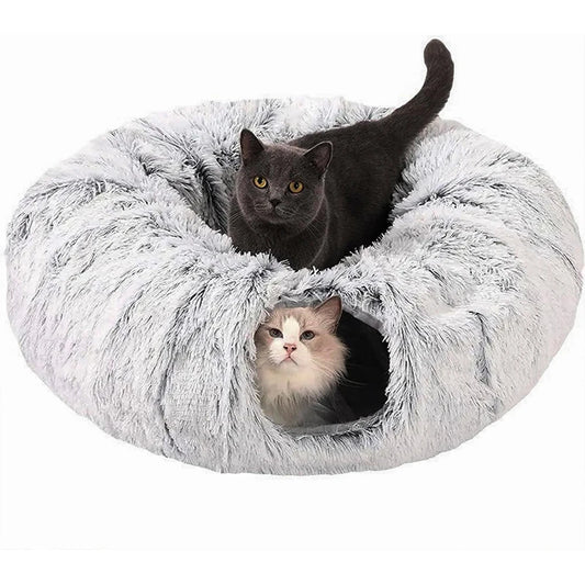 2-in-1 Plush Cat Tunnel Nest
