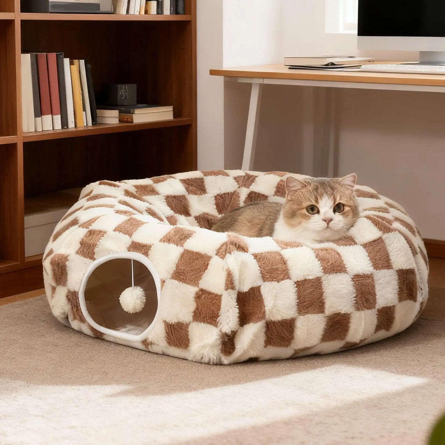 Cat Tunnel Bed with Interactive Ball