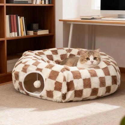 Cat Tunnel Bed with Interactive Ball