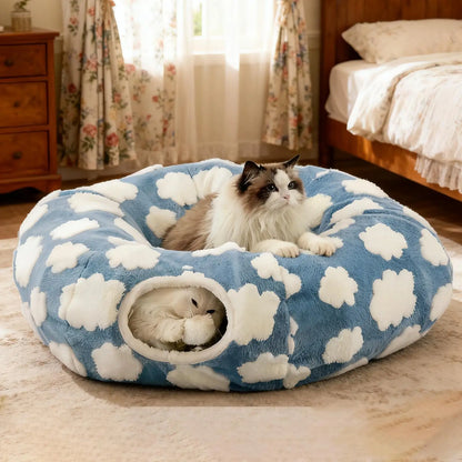Cat Tunnel Bed with Interactive Ball
