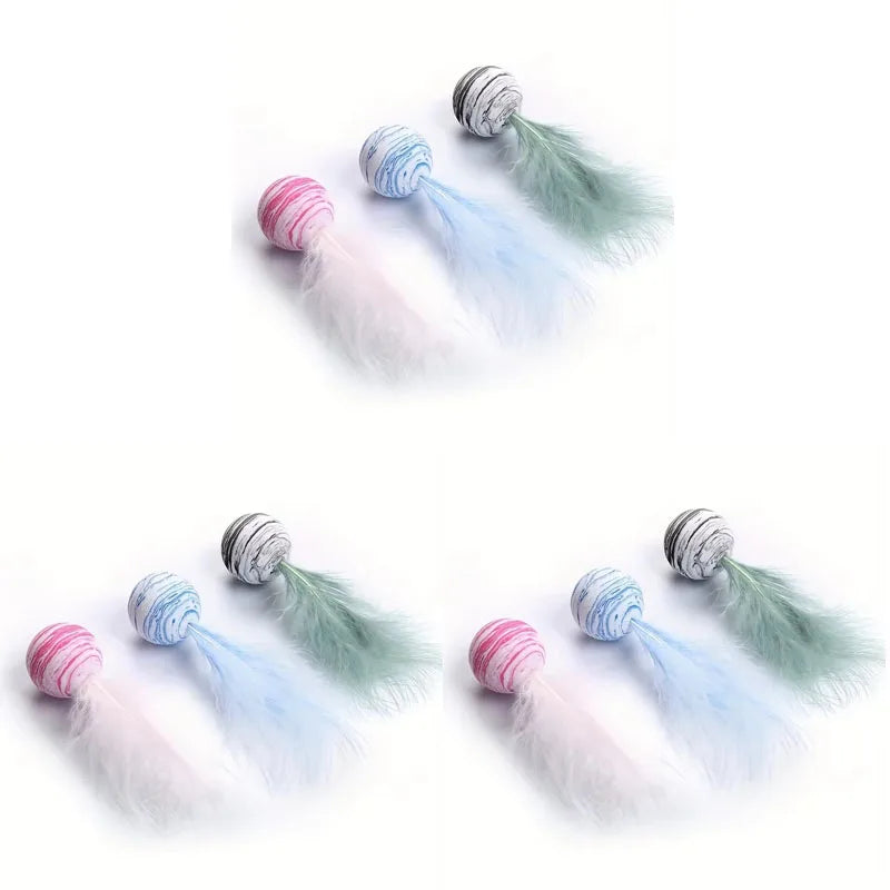 Cat Feather Ball Toy Set