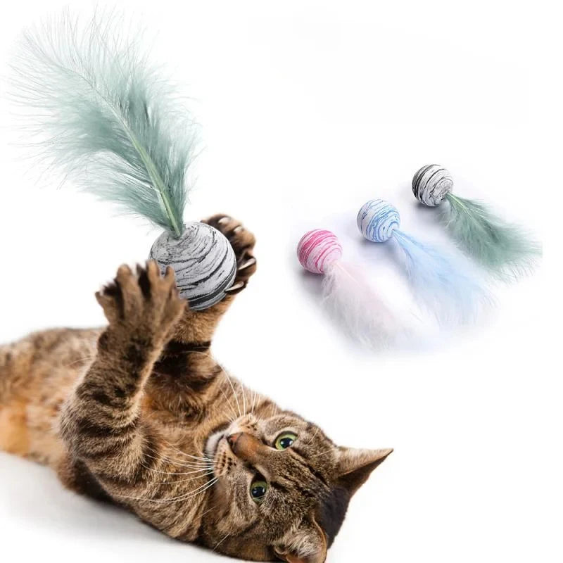 Cat Feather Ball Toy Set