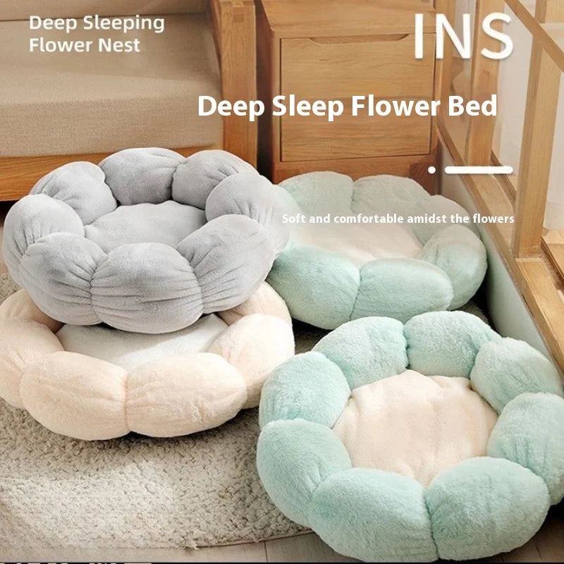 Plush Flower Cat Bed