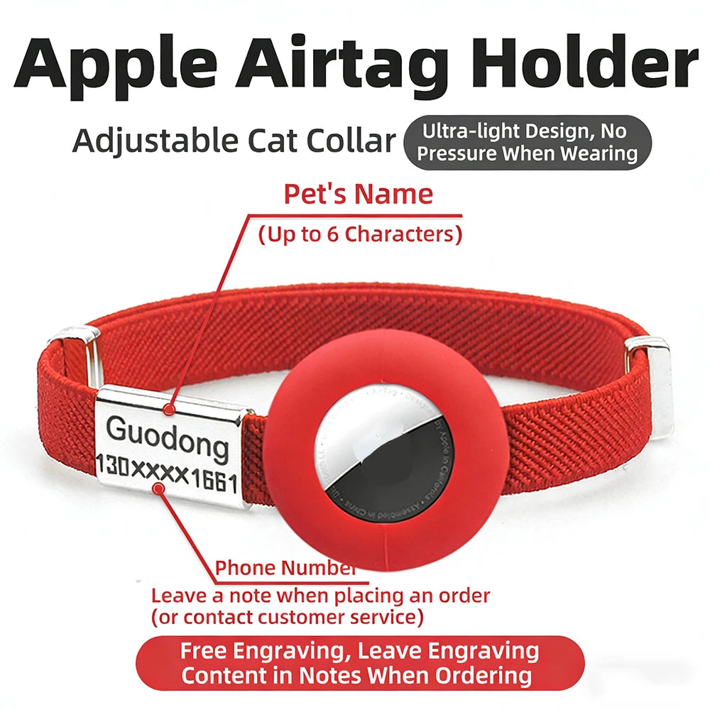 AirTag Cat Collar with Name Tag