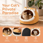 Cat-Ear Cave Bed with Pompom Toy