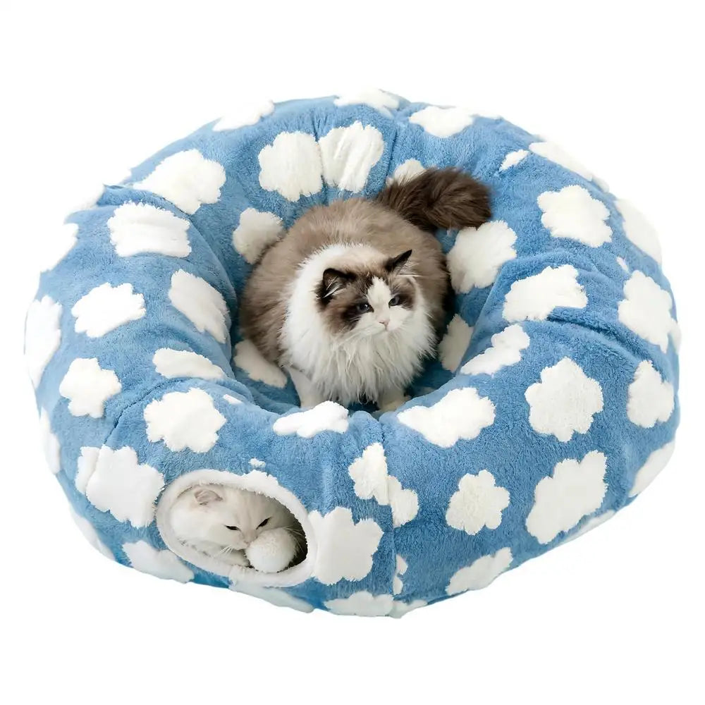 Cat Tunnel Bed with Interactive Ball