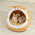 Cat-Ear Cave Bed with Pompom Toy