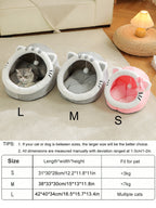 4-Season Cave Cat Bed with Pompom