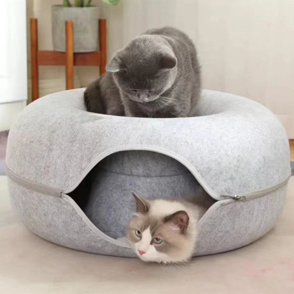 Felt Donut Cat Tunnel Bed