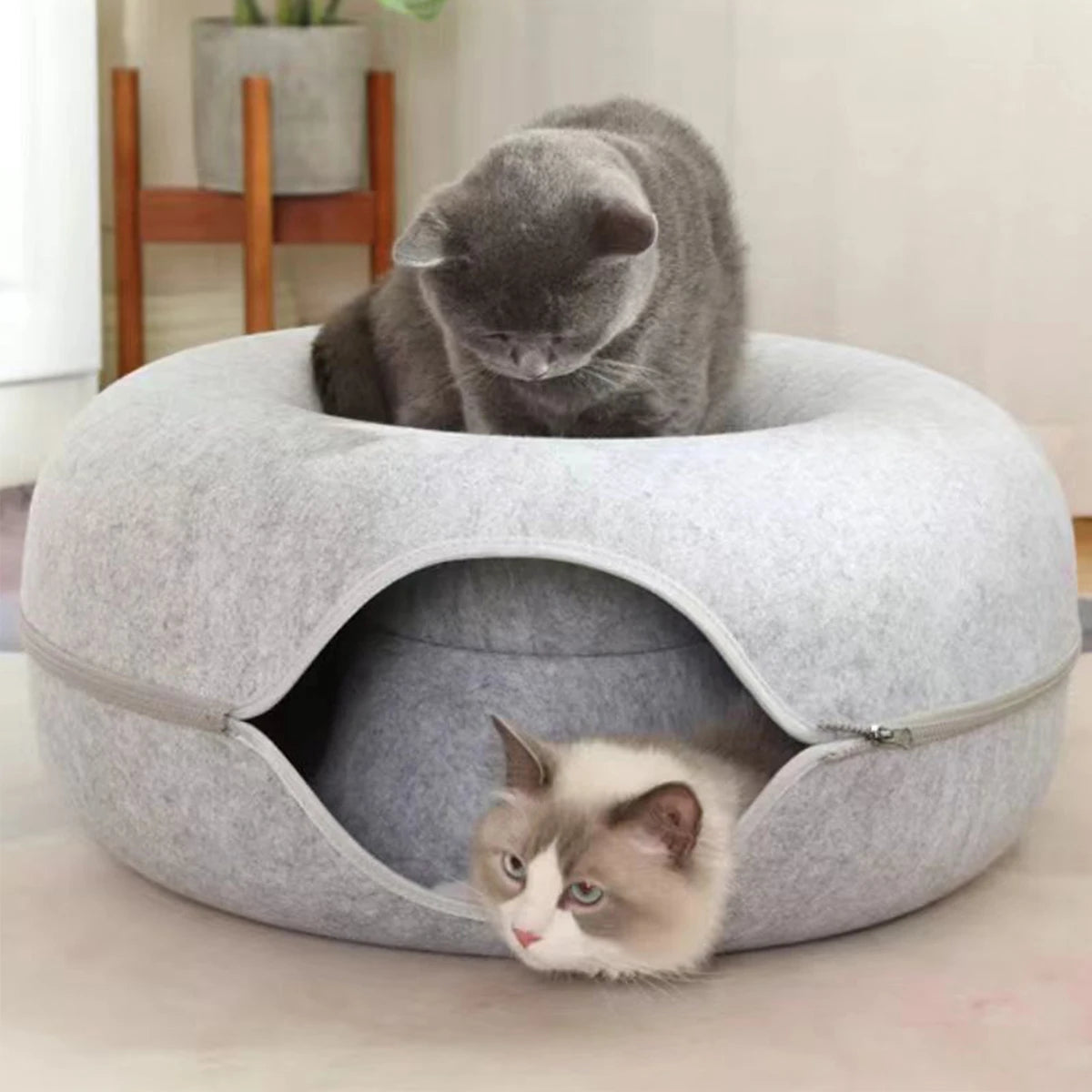 Felt Donut Cat Tunnel Bed