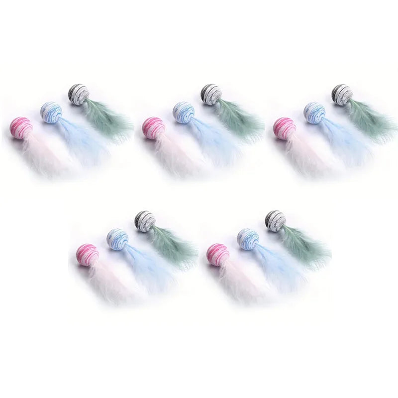 Cat Feather Ball Toy Set