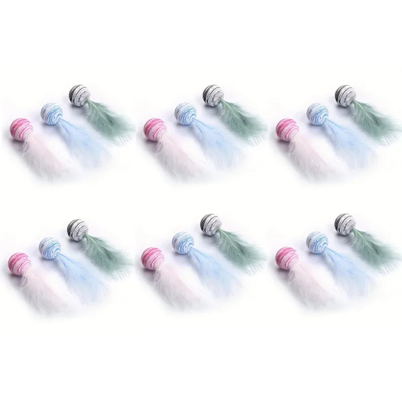 Cat Feather Ball Toy Set
