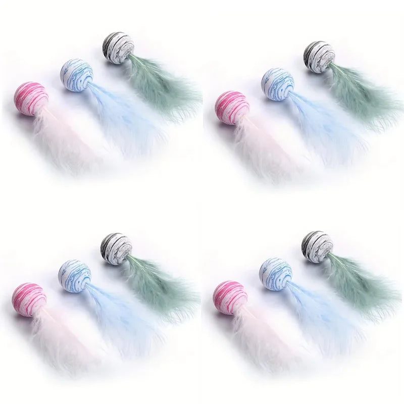 Cat Feather Ball Toy Set