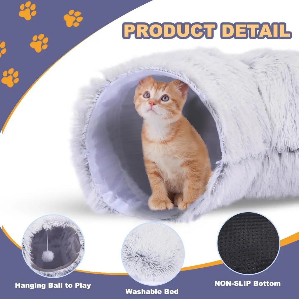 2-in-1 Plush Cat Tunnel Nest