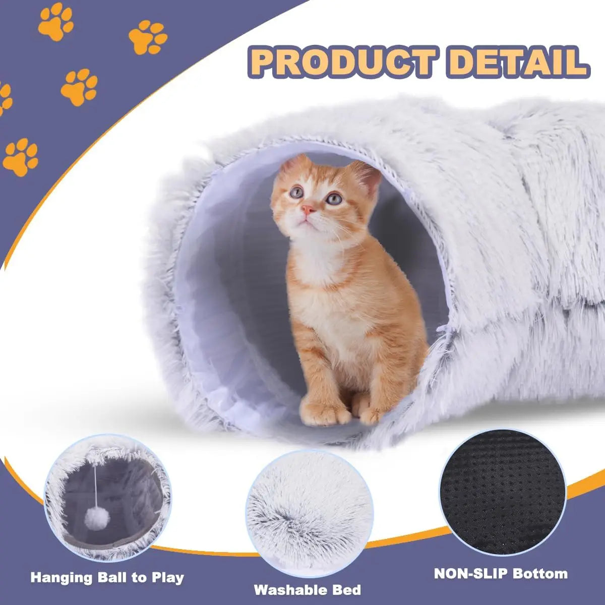 2-in-1 Plush Cat Tunnel Nest