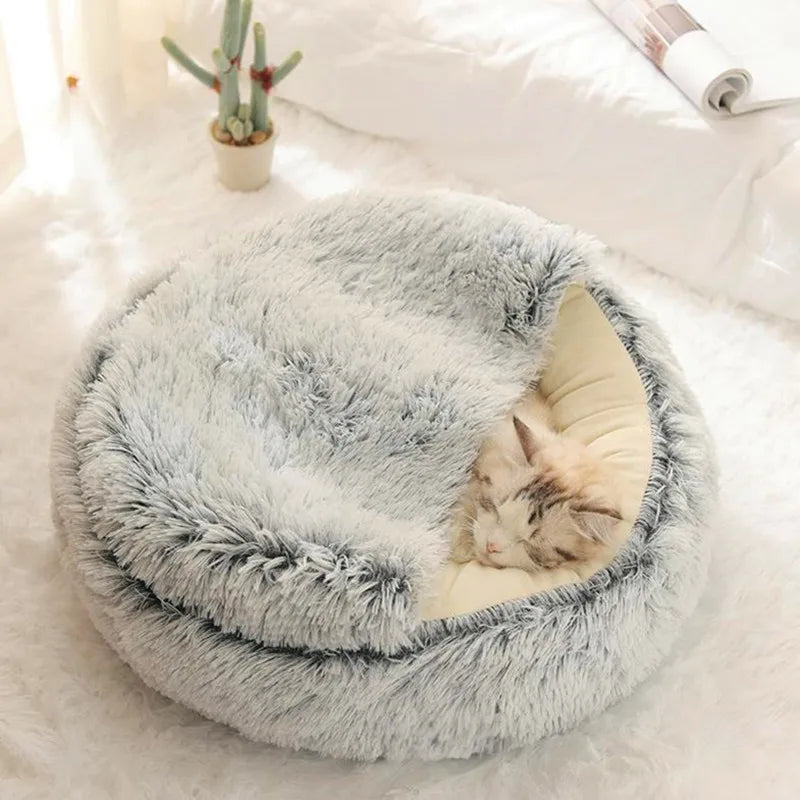 2-in-1 Round Plush Pet Bed