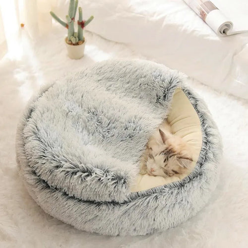 2-in-1 Round Plush Pet Bed
