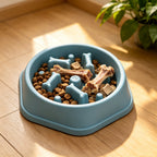 Slow Feed Pet Bowl for Dogs Cats Anti-Choking Slow-Eater Dish with Anti-Skid Base Durable Plastic Food Dish for Puppies Pets Prevent Gagging Messes Slobber Stopper Water Feeding Treat Liquid Calm