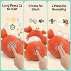GUKCO Crab Interactive Dog Toy – Rechargeable Self-Play Toy with Motion-Activated Ball, 3 Modes (Music/Silent/Record) for Small Medium Dogs, Reduces Separation Anxiety, Puppy Teething Toy