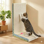 【Dealsforyoudays】Vertical L-Shaped Cat Scratcher Couch Furniture Protector, Upgraded Sturdy Cardboard Cat Scratching Pad, High-Density Hardened Plant Fiber Cat Ramp with Bell Toy Ball for Wall Corner
