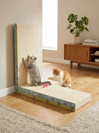 【Dealsforyoudays】Vertical L-Shaped Cat Scratcher Couch Furniture Protector, Upgraded Sturdy Cardboard Cat Scratching Pad, High-Density Hardened Plant Fiber Cat Ramp with Bell Toy Ball for Wall Corner