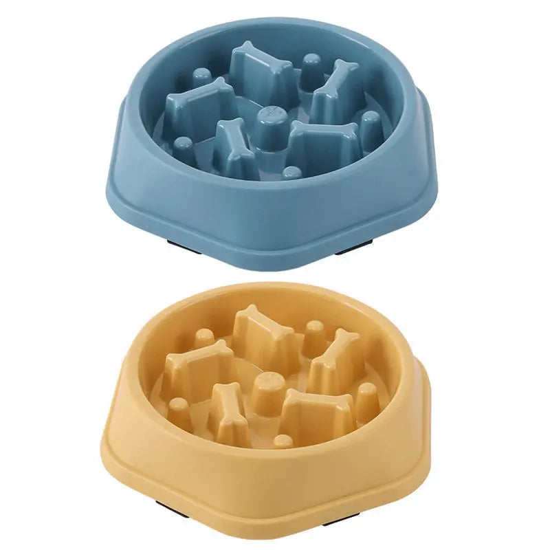 Slow Feed Pet Bowl for Dogs Cats Anti-Choking Slow-Eater Dish with Anti-Skid Base Durable Plastic Food Dish for Puppies Pets Prevent Gagging Messes Slobber Stopper Water Feeding Treat Liquid Calm