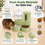 Kacoomi 2 Pack Gravity Pet Feeder and Water Dispenser Set for Cats and Small Dogs, Large Capacity with Stainless Steel Bowl