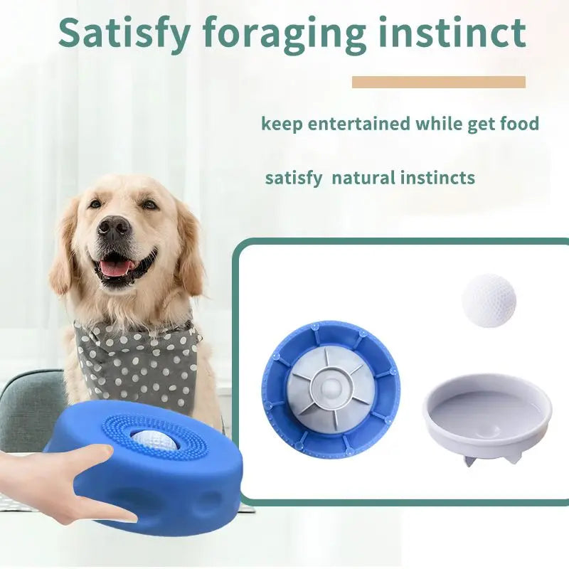 Multifunctional Pet Lick Bowl Slow Feeder with Rolling Ball Anti-Slip Strong Suction Cups Oral Care Tongue Cleaning Mess-Free Liquid Treat Bowl Stress Relief Enrichment Feeding Bowl Universal for Cat Puppy Medium Large Dog Daily Pet Feeding Supplies