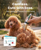 Dog Clipper for Small and Large Dogs Cats Animals | Low Noise Quiet,2-Speed,Cordless Rechargeable Fast Charge,Battery Level Display,Detachable,Waterproof