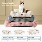 24" Faux Rabbit Fur Pet Couch Bed for Cats - Fluffy 3D Diamond Pattern Sofa, Removable Washable Cover, Non-Slip Base, Suitable for Small Dogs & Kittens